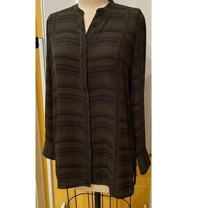 Dark olive green & black Ann Taylor tunic blouse Medium